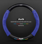 For Audi S3 S4 S5 S6 RS3 RS4 RS5 Q2 Q3 Q5 Q7 Q8 SQ5 TT A3 A4 A5 A6 A7 A8 Car Anti-slip Suede Carbon Fiber Steering Wheel Cover CM World