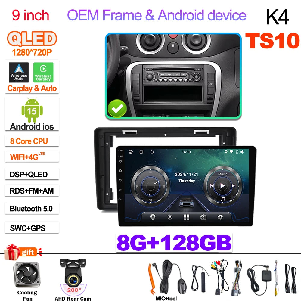 Android 15  Car Radio For Citroen C2 C3 2001 2002 2003 - 2010 Touch Screen Multimedia Video Player Navigation Bluetooth WIFI GPS CM World