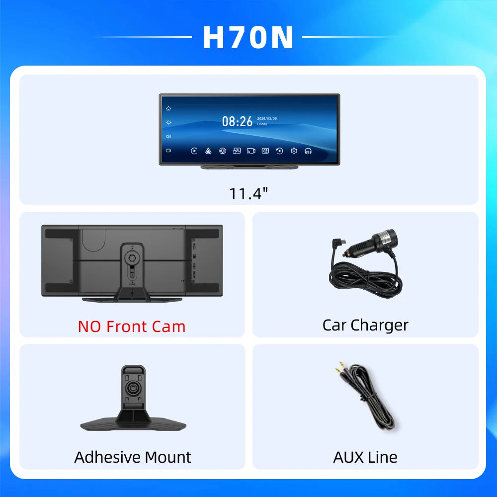 Imagebon 10.26"/11.4" 4K Dash Cam ADAS Wireless CarPlay Android Auto Car DVR Camera AUX 5G WiFi GPS Navigation Video Recorder