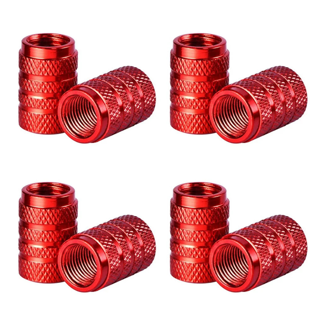 4Pcs Knurling Style Tire Valve Cap Aluminum Silver Car Tire Valve Stems Cap Tire Wheel Stem Air Valve Cap tire valve caps CM World