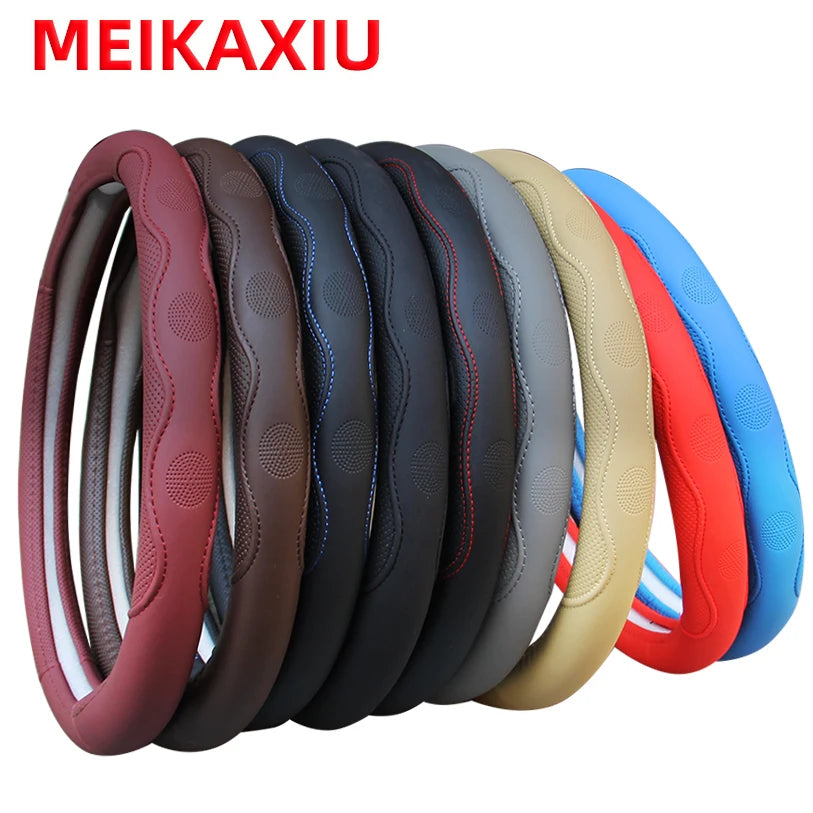 PU fiber leather embossed car has an inner ring steering wheel cover suitable for 14.5 - 15 inch round car decorations. CM World