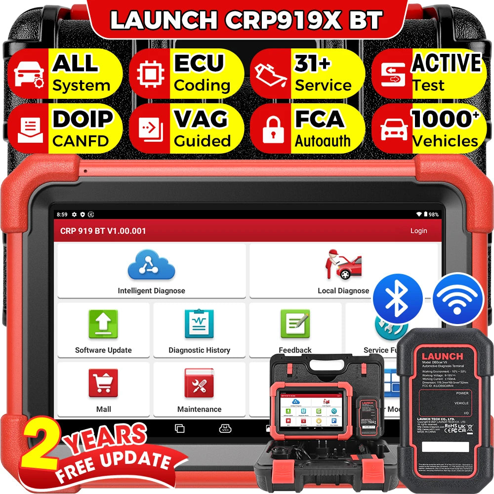 LAUNCH X431 CRP919X BT Wireless Bluetooth Diagnostic Tool OBD2 Car Scanner 2025 Bidirectional Automotive Diagnosis Tool