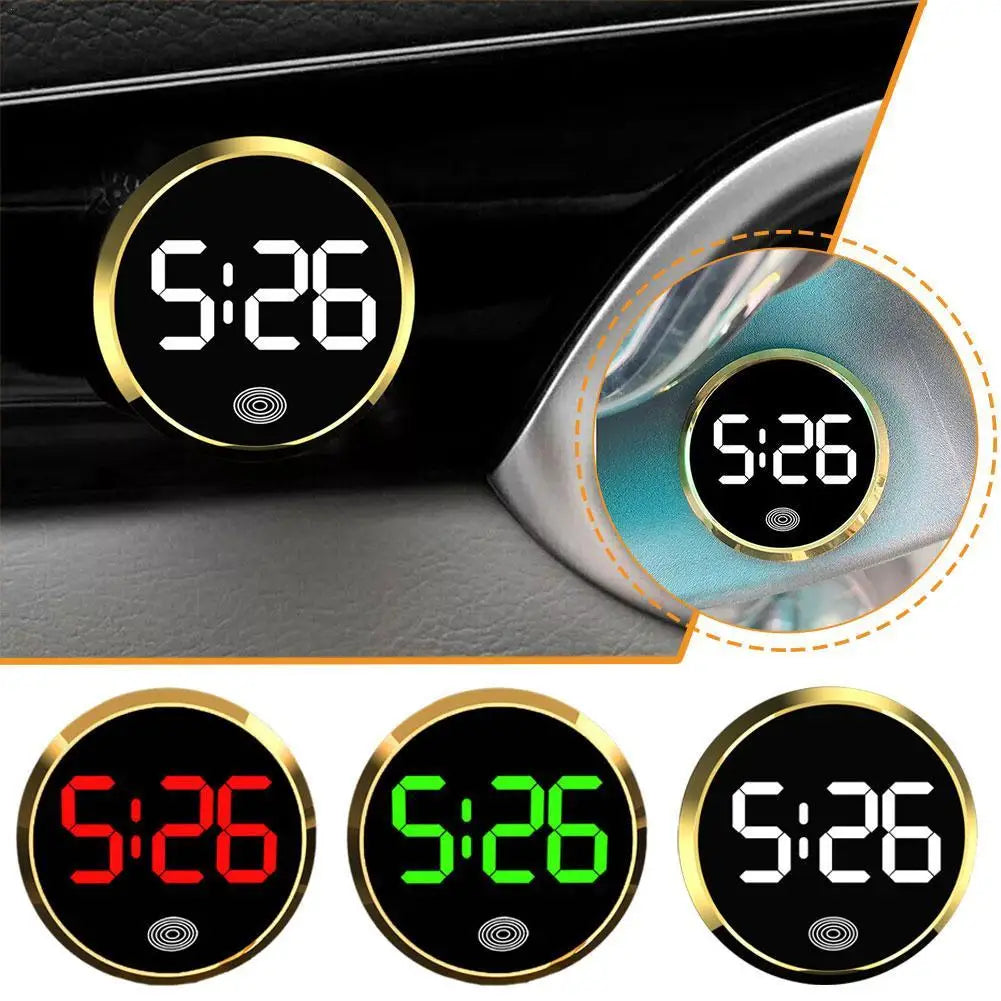 Car Luminous LED Digital Clock Touch Type Electronic Watch Vehicle Car Supplies Stick-On Mini Clocks Cars Accessories ﻿
