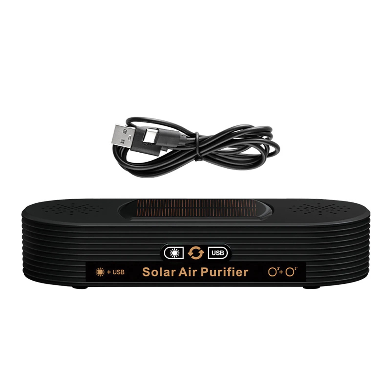 Solar USB Car Air Purifier Auto-Switch Power Safe Ozone Ion Tech Dual-mode Vehicle-mounted Ion Active Oxygen Dual-core Purifier CM World