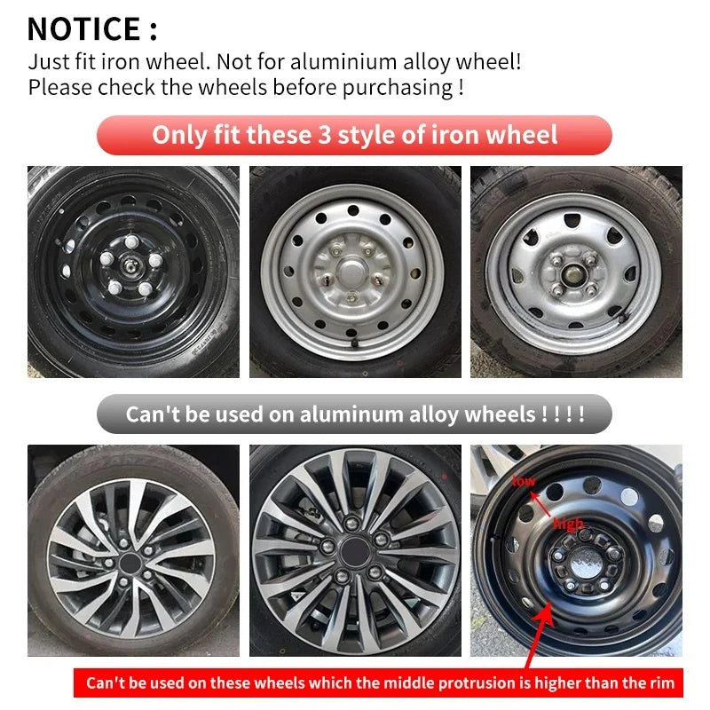 4pcs 14 Inch Universal Car Wheel Hubcaps Black Blue Auto Rim Covers Protective Wheelskins Shell Styling Refitting Accessories