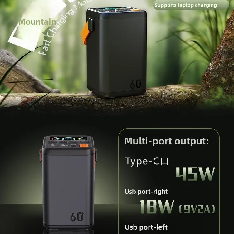 60000mAh Power Bank Portable Super Fast Charging External Battery Pack Multi Port Output for Outdoor Camping  Streaming Travel