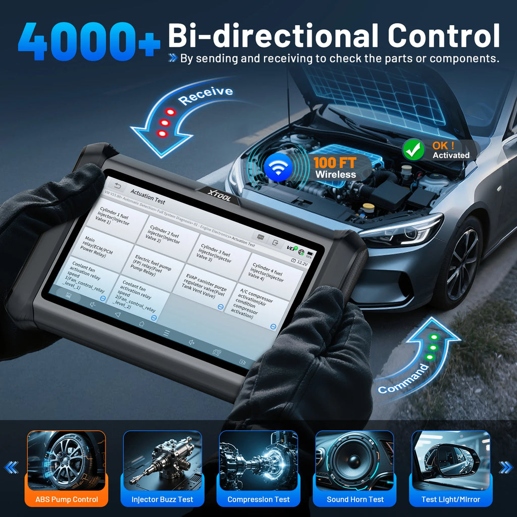 XTOOL D7W D7 BT Car Diagnostic Tool OBD2 Bidirectional Control Scanner All System Diagnosis ECU Coding Key Programmer CANFD DoIP