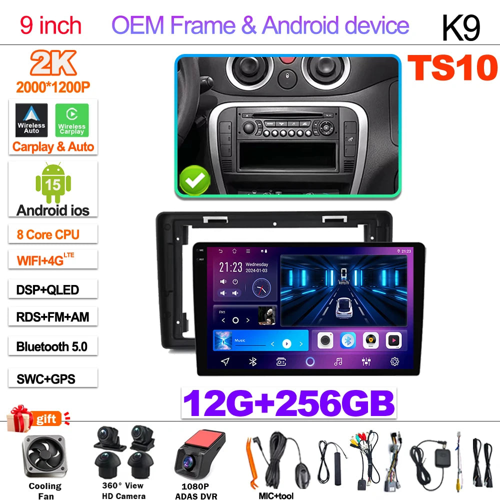 Android 15  Car Radio For Citroen C2 C3 2001 2002 2003 - 2010 Touch Screen Multimedia Video Player Navigation Bluetooth WIFI GPS CM World