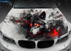 Brightly Colored Wolf Car Hood Decal Stickers Wrap Vinyl Film Engine Cover Decals Sticker Car Hood Protective Film