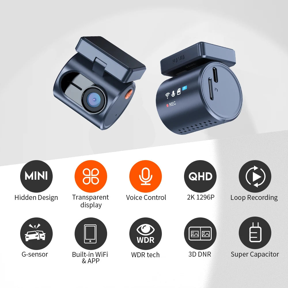 2K KAWA MINI 3 Pro Cameras for Car DVR Tiny Dash Cam 24 Parking Auto Video Recorder WiFi APP Voice Control Car dashcam Car Mobile World