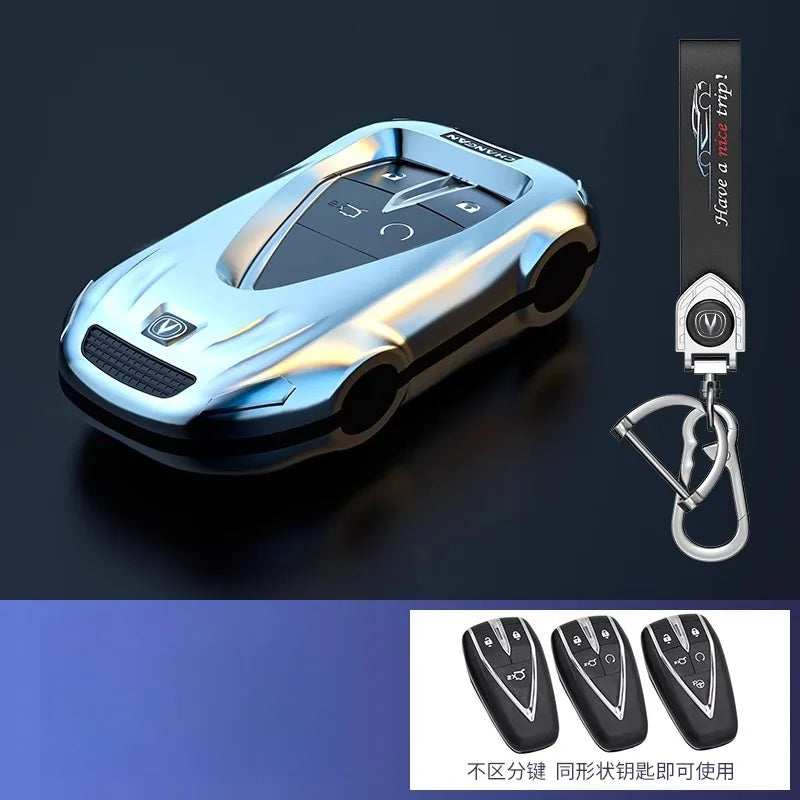 Key Cover Case for Changan UNI-V/CS75 Plus 3rd Gen/CS55 Plus/Yida/UNI-Z/Eado/UNI-T (2024 Models) - Protective Keybag Keychain CM World