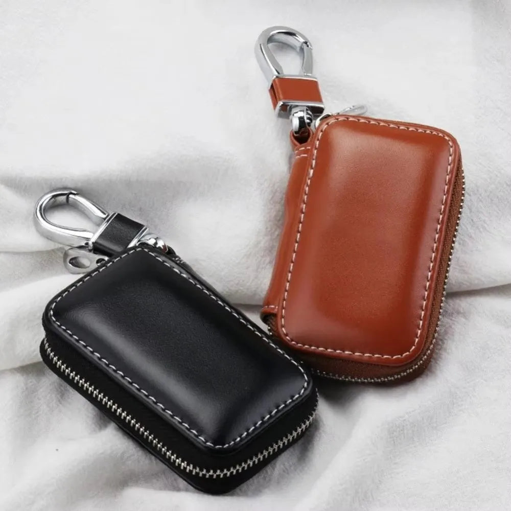 Trendy Leather Keychain Pouch Zipper Bag Key Wallets Car Key Case Cover Storage Bag Key Holder Organizer Men Women