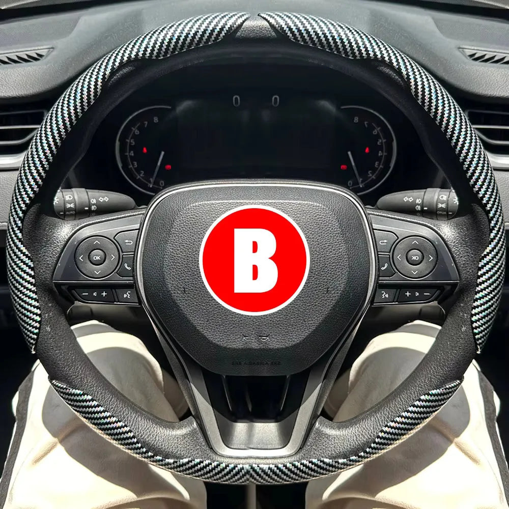 3PCS Car Steering Wheel Cover Warm Winter 38cm Round Steery Wheel Universa Glossy Laser Carbon Fiber Auto Interior Accessories CM World