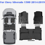 3PCS New Quality All Weather Car Floor Mats Durable For Chevy Silverado 1500 2014-2019 TPE Automotive Floor Mats Waterproof Heavy Duty Car Mats Flexible Floor Liners