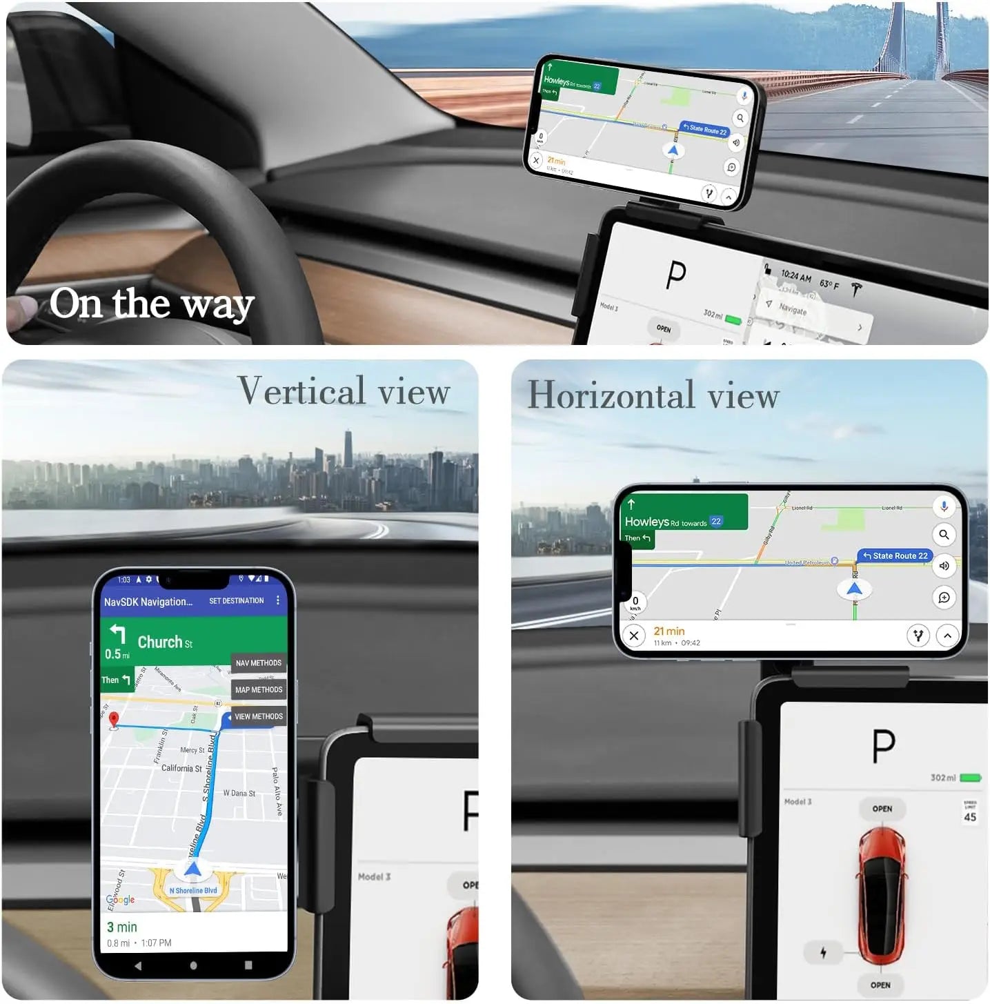 TEEQ Car Phone Holder For Tesla Model 3 Y Highland Mount Adjustable Magnetic Phone Holder Car Screen Side Phone Support Frame CM World