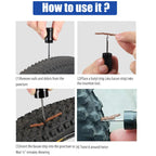 Bike Tubeless Tire Repair Kit Slug Plug Stopper Rubber Bacon Strips and Insertion Tool For Fixing Puncture Flat Road MTB Bicycle CM World