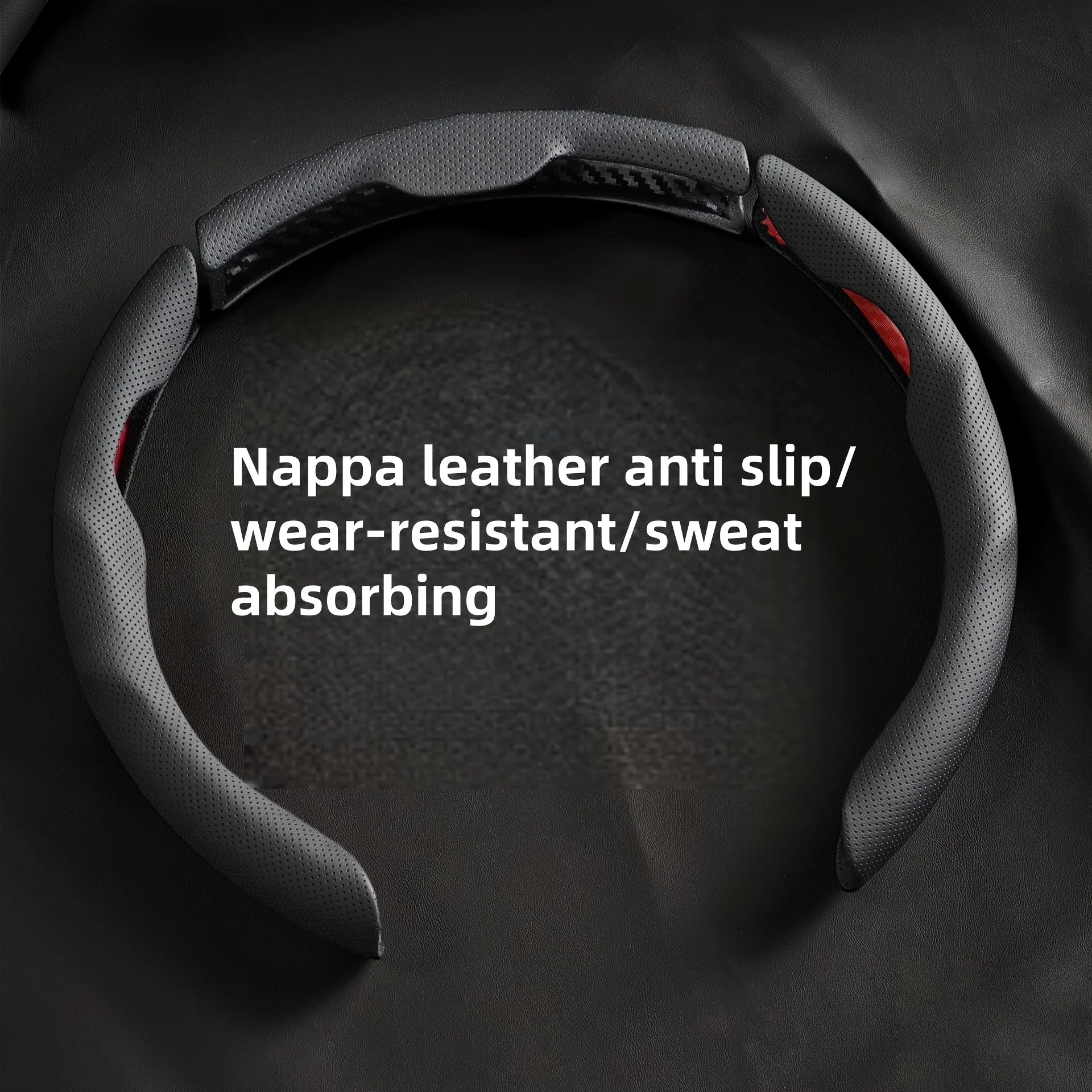 Universal Car PU Nappa Leather Steering Wheel Cover for Men and Women, All-Season, Anti-Slip, Sweat-Absorbent, Wear-Resistant CM World