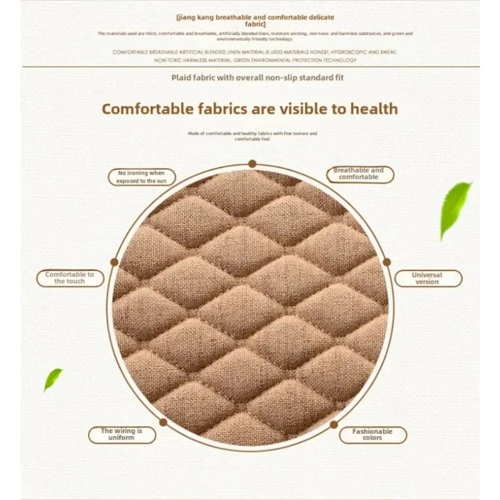 Universal Linen Car Seat Cushion Without Backrest – Non-Slip Design, Uses for Front Seat Driving & Office Car Use CM World