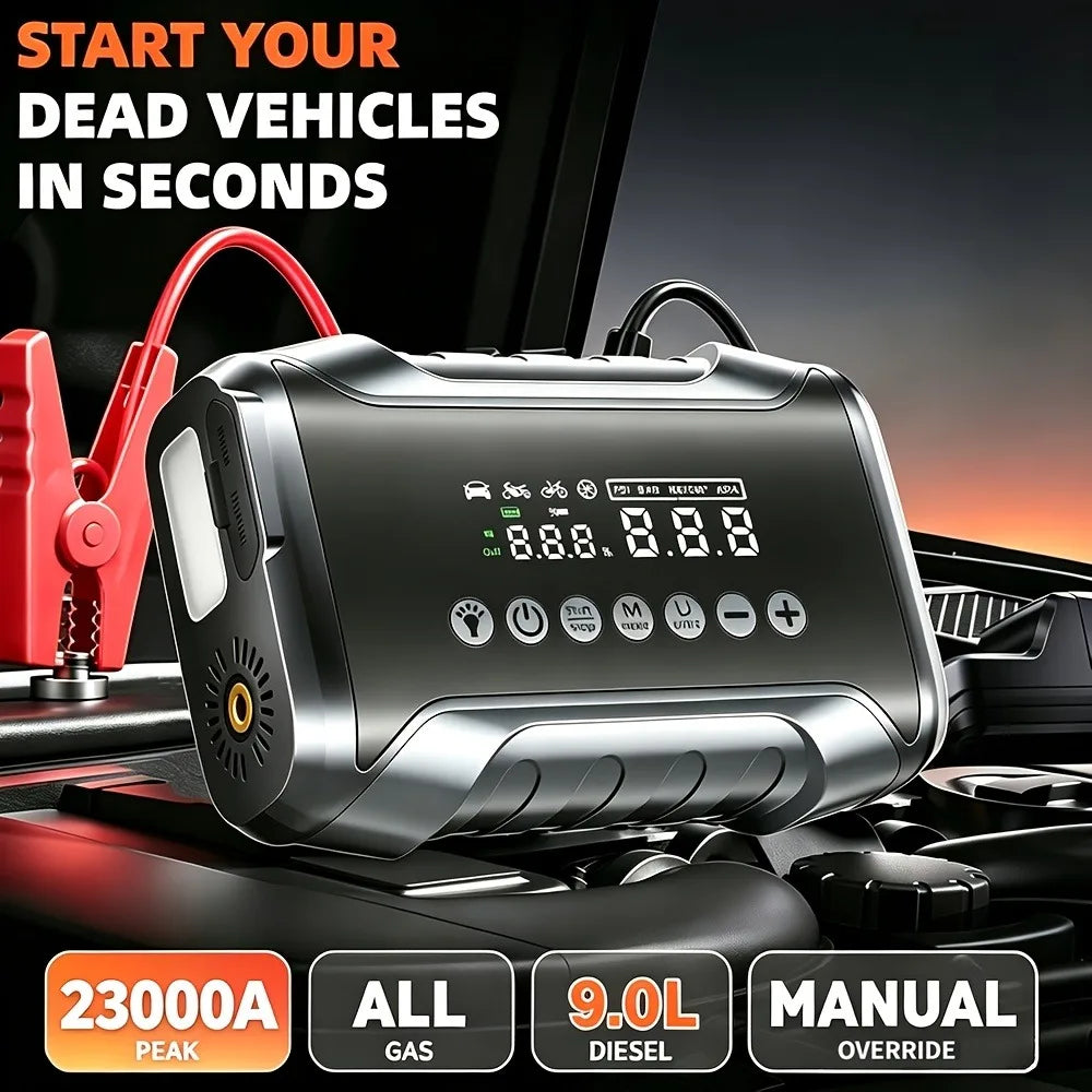 AEGNITE 23000A 10-in-1 Portable Car Emergency Start Jump Battery Charger 12V with Optional 150PSI Air Pump LED Light USB Type-C & USB Output Quick Charge