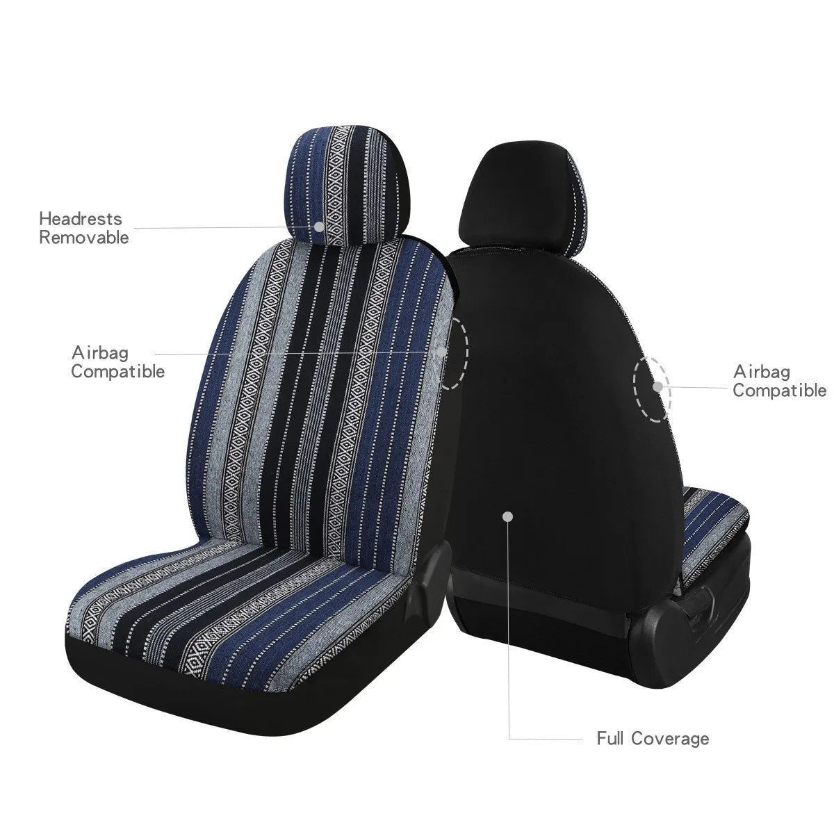 Car Seat Cover Front Set rear Seat covers Washable Breathable Striped Woven Cloth Covers CM World