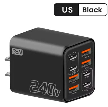 240W 8 in 1 USB C GaN Charger Fast Charging Phone Charger Power Adapter For iPhone Samsung Xiaomi EU/US/UK Plug Travel Charger