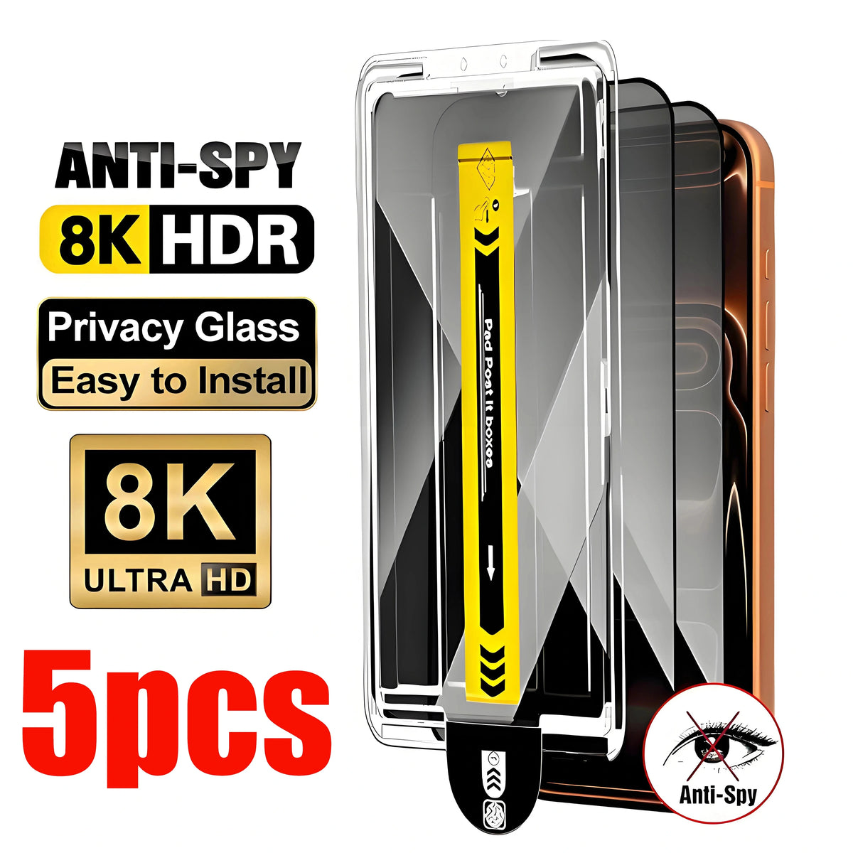 5PCS Anti Spy Screen Protector For iPhone 17 Pro Max 18 Pro 16 11 13 15 12 Mini 14 Plus 16e XS XR 6 7 8 Privacy Tempered Glass