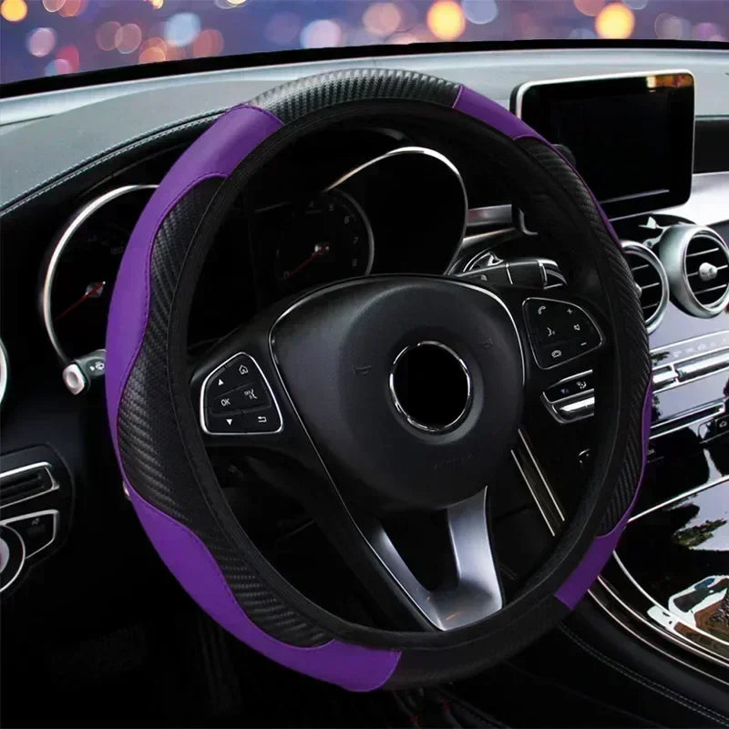 Universal Car Steering Wheel Cover For 37-38cm Steer Wheel Faux Leather Breathable Car Wheel Cover Interior Auto Accessories