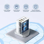 EU/UK/US/AU Plug Multi-Port USB-C/USB-A Wall Charger with Type C Cable, 40W Dual PD Fast Charging Block Mobile Phone Adapter Car Mobile World