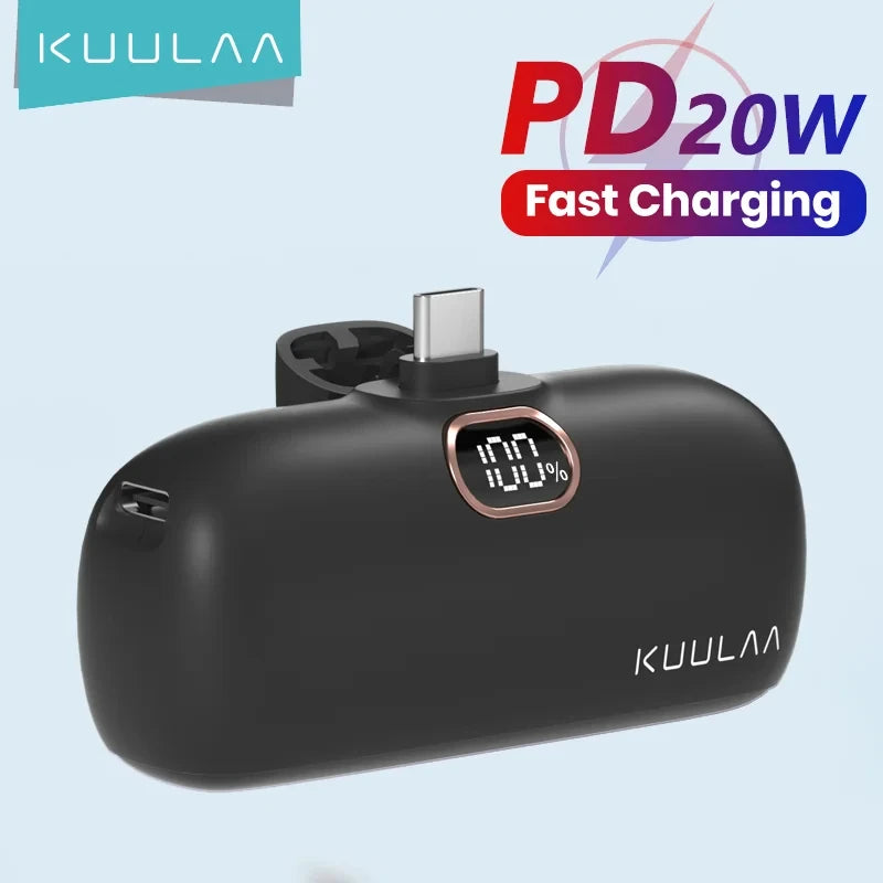 KUULAA Mini Power Bank 5000mAh PowerBank QC PD Fast Charging For iPhone 15 14 13 Batterie Externe Portable Charger For Xiaomi Mi Car Mobile World