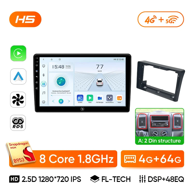 Ainavi Car Radio For Fiat Ducato Citroen Jumper Peugeot Boxer 2006-2024 Wireless Carplay Android Auto Car Multimedia DSP BT 2Din CM World