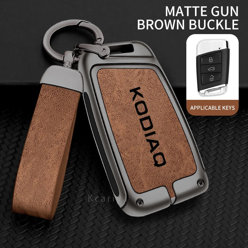 Zinc Alloy Car Remote Control Key Case Cover Holder Shell Fob for Skoda Kodiaq Protection Key Chain Buckle Keyless Accessories CM World