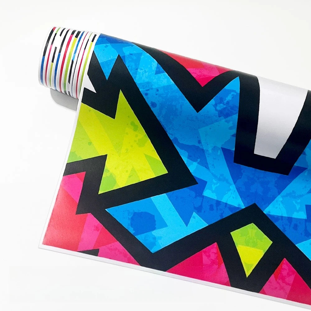 1Roll Creative Graffiti Geometric Pattern Car Film Modification Motorcycle Bicycle Skateboard Boat Waterproof Vinyl Wrapping Car Mobile World