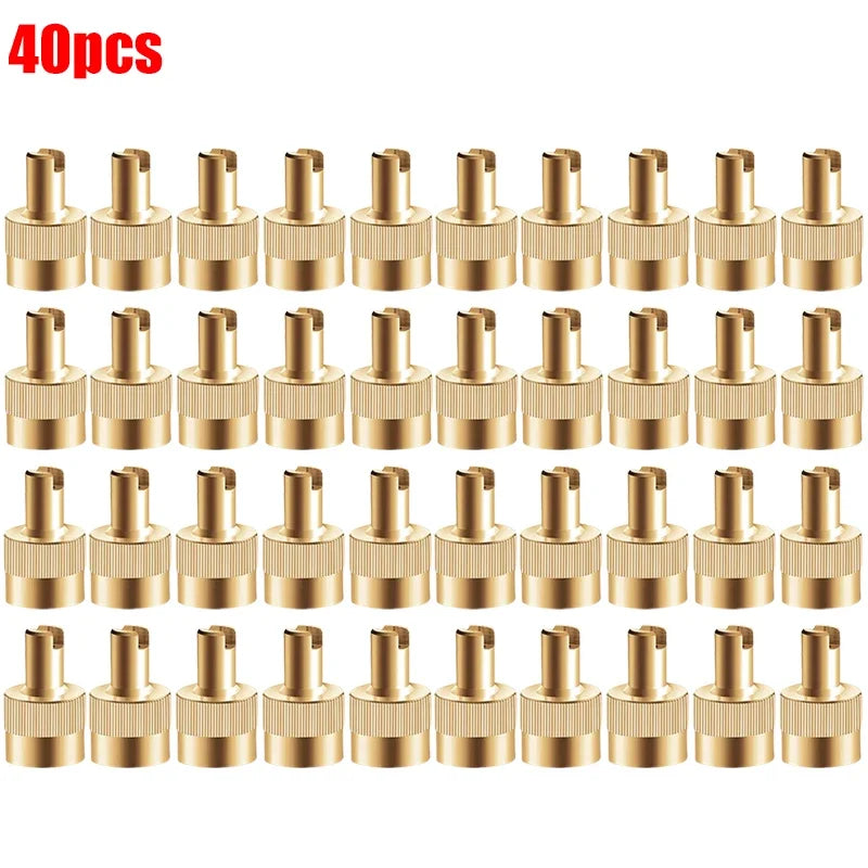 40-10PCS Tire Valve Stem Cap Full Copper Slotted Head Stem Cover with Core Removal Tool Wheel Valve Covers for Auto Motorcycle