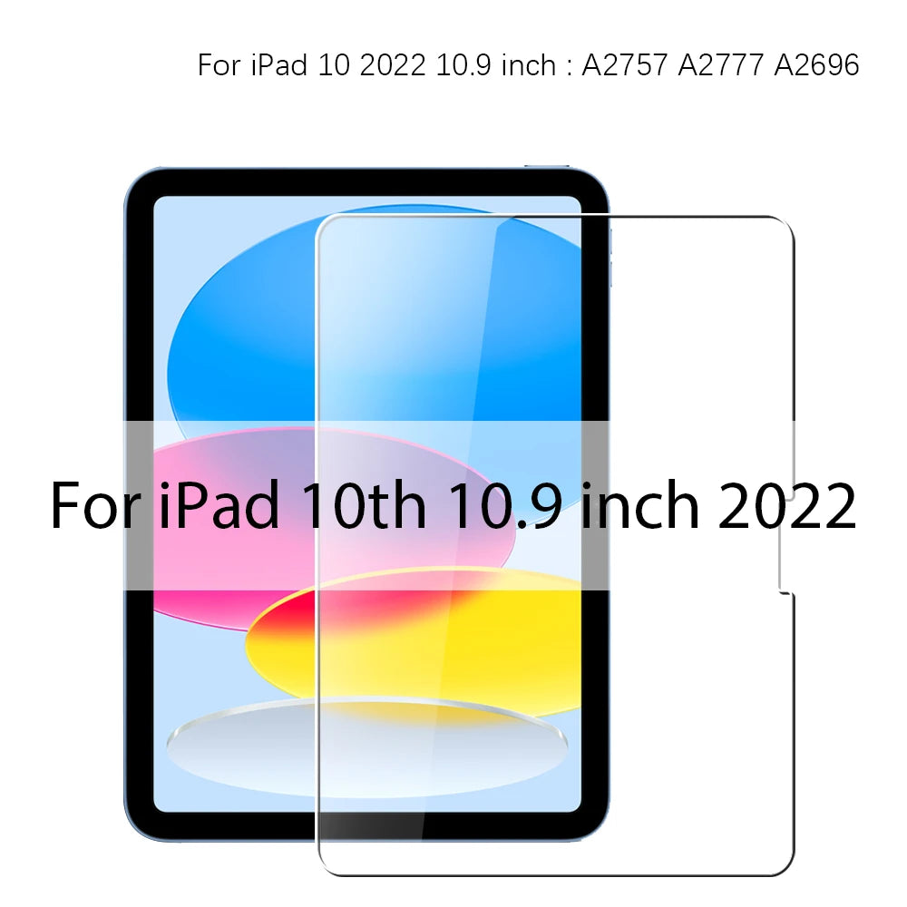 Tempered Glass For iPad 10th 9th Generation A16 Pro 12.9 11 13 2025 Screen Protector For ipad Air 4 5 Mini 6 7 7th 8th 10.2 Film Car Mobile World