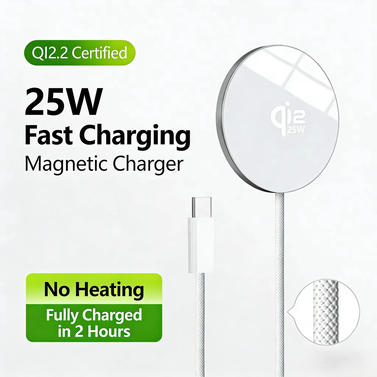 New Qi2.2 25W Magnetic Wireless Charger for Magsafe Charger Mini Fast Charging Station Pad for iPhone18 17 16 15 14 13 12 ProMax