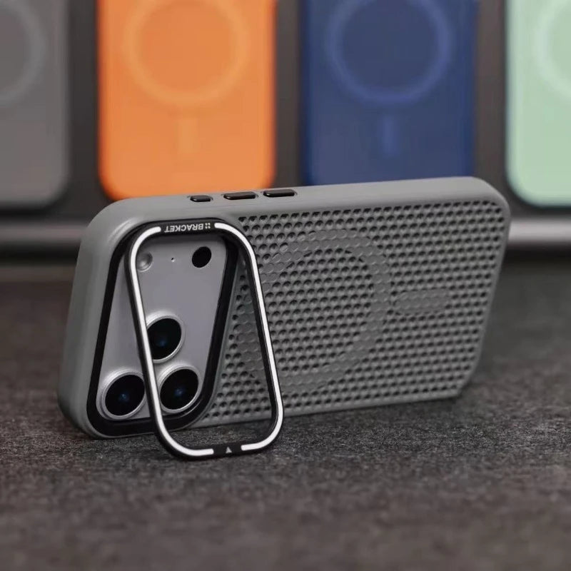 Camera mount mesh cooling case for iPhone 17 Pro Max 15 18 Pro 14 13 12 16 Pro Max For Magsafe wireless charging Shockproof cove
