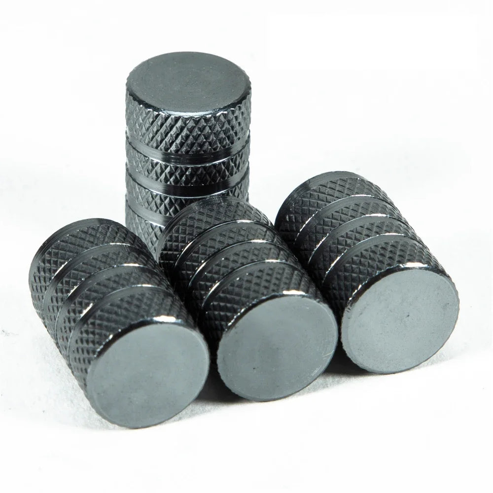 4Pcs Car Tire Valve Stems Cap Knurling Style Tire Valve Cap Aluminum Tire Wheel Stem Air Valve Cap car Universal accessories CM World