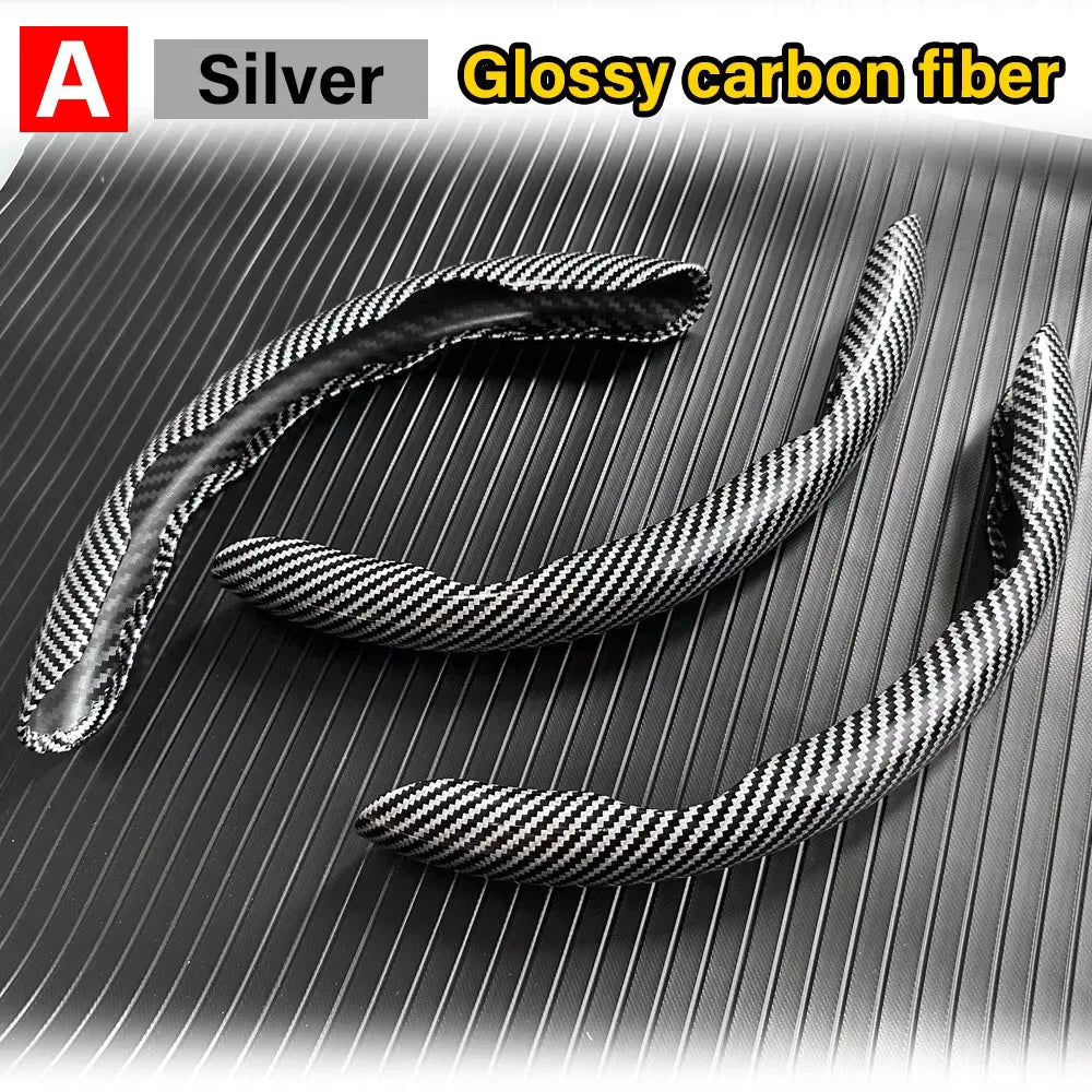 3PCS Carbon Fiber Car Round Steering Wheel Cover Non-Slip Steering Cover Protector Anti Dust Washable Interior Auto Accessories CM World