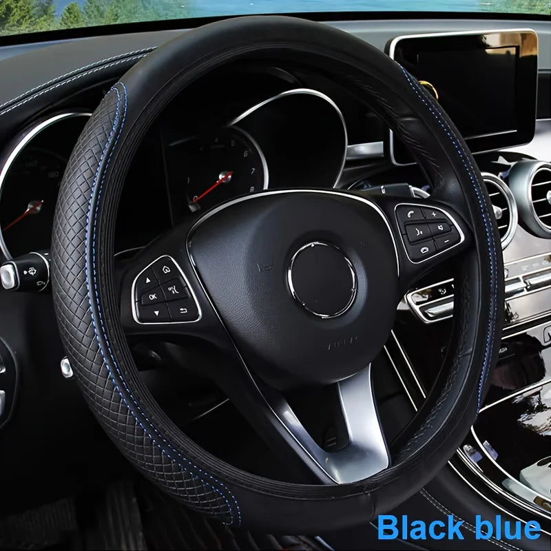 37-39CM Steering Wheel Cover Anti Slip Breathable Steering Cover Universal Microfiber Leather Steer Wheel Protector CM World