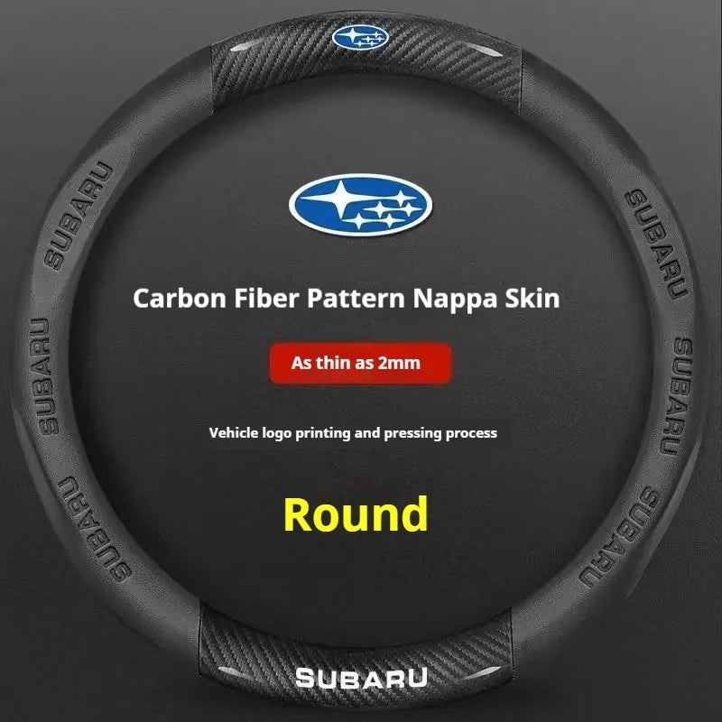 For Subaru Brz Wrx Xv Ascent Forester Outback Impreza Legacy Car AntiSlip Carbon Fiber Leather Ultrathin Steering Wheel Cover CM World