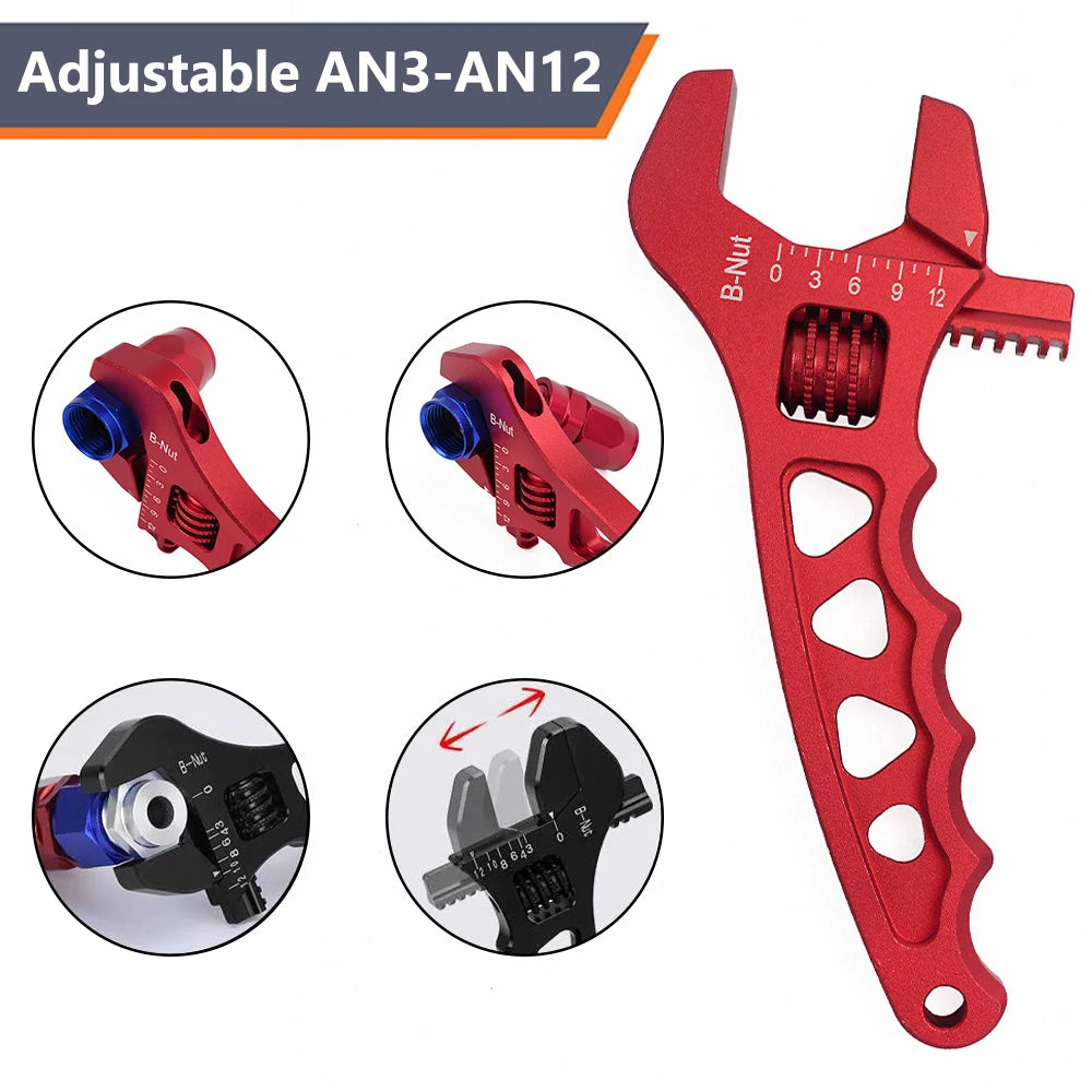 RASTP-New Aluminum 3AN-12AN Adjustable AN Wrench Tool Anodized Spanner For Hose End Fitting RS-OFI085