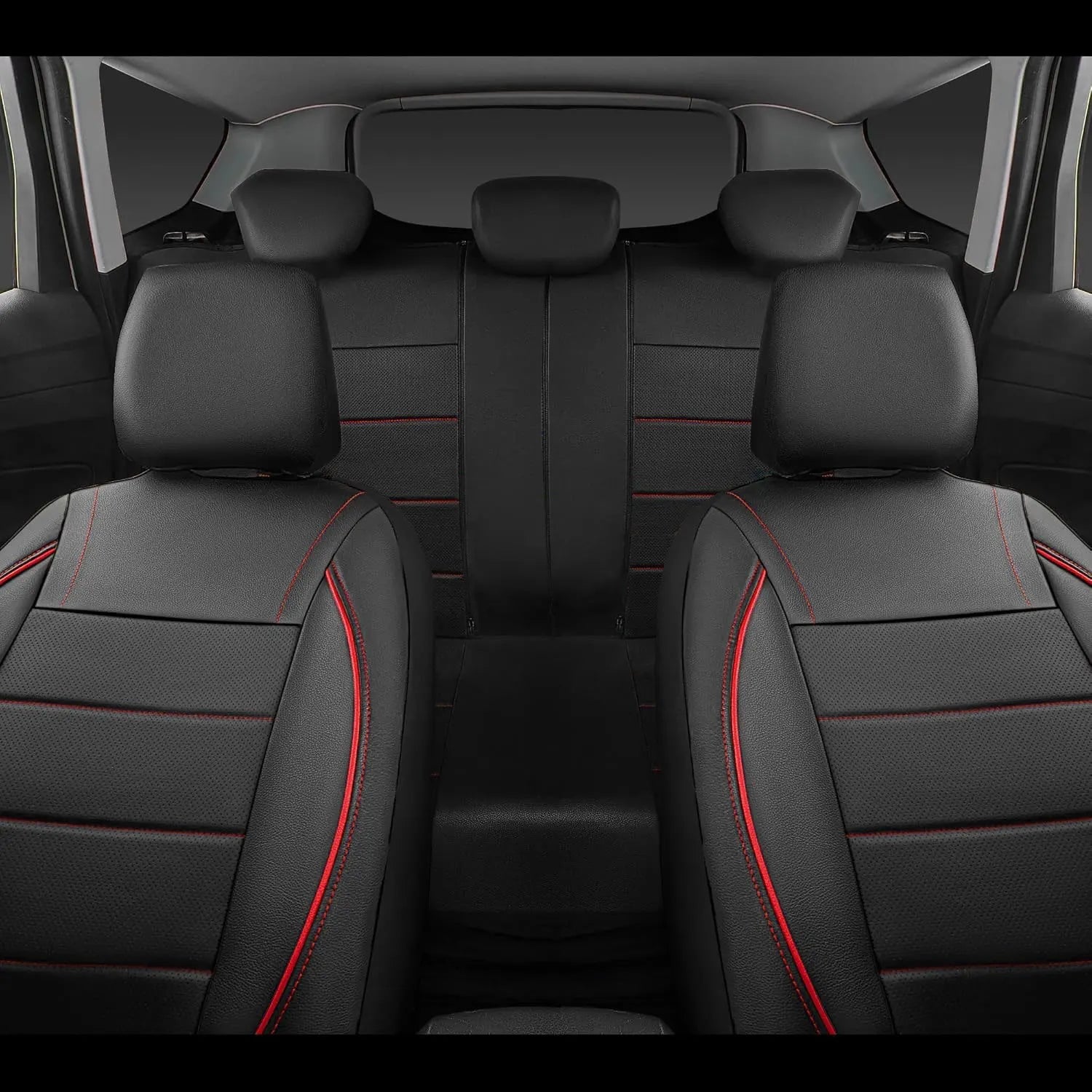 Universal Leather Car Seat Covers Red Simple Waterproof 5 Seat Car Seat Cover CM World