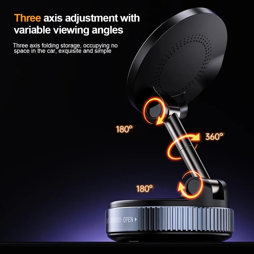 Vacuum Adsorption Magnetic Phone Holder 360 Degree Rotating 15W Wireless Charger Desktop Windshield Sucker GPS Navigation Stand CM World