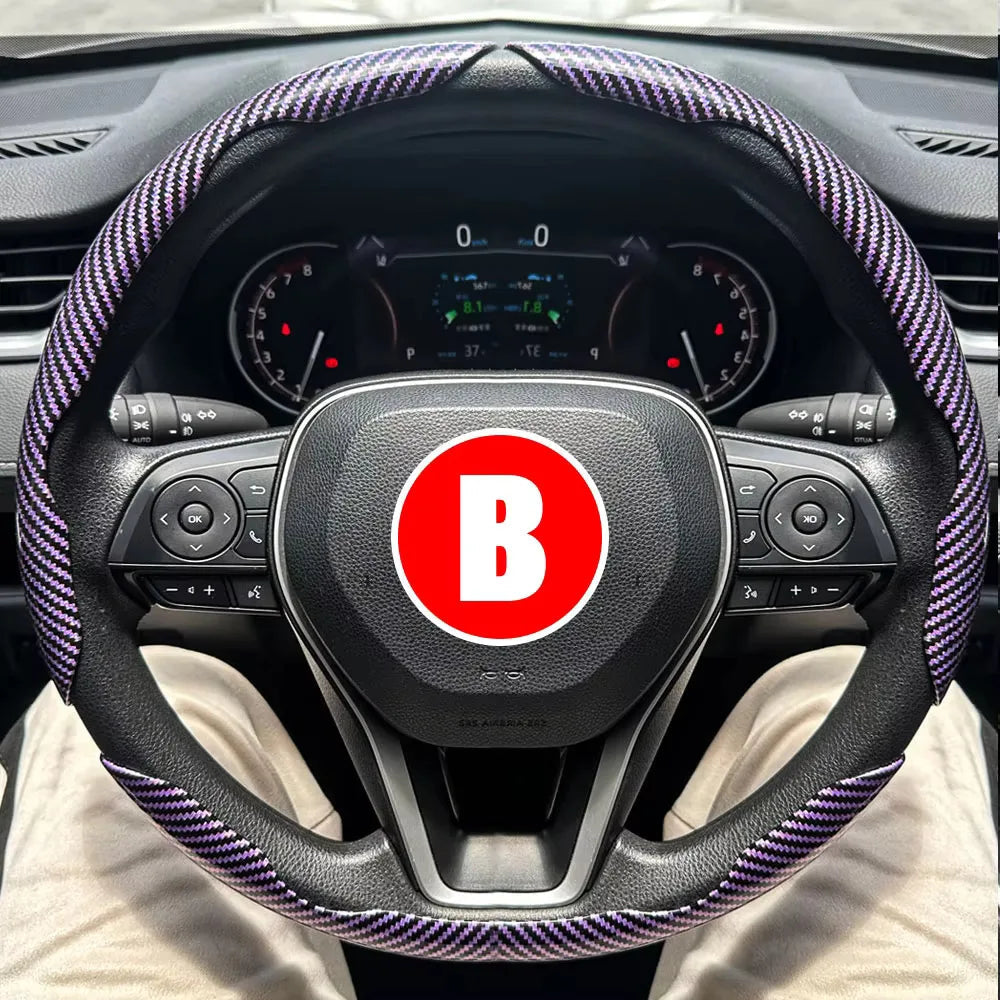 3PCS Car Steering Wheel Cover Warm Winter 38cm Round Steery Wheel Universa Glossy Laser Carbon Fiber Auto Interior Accessories CM World