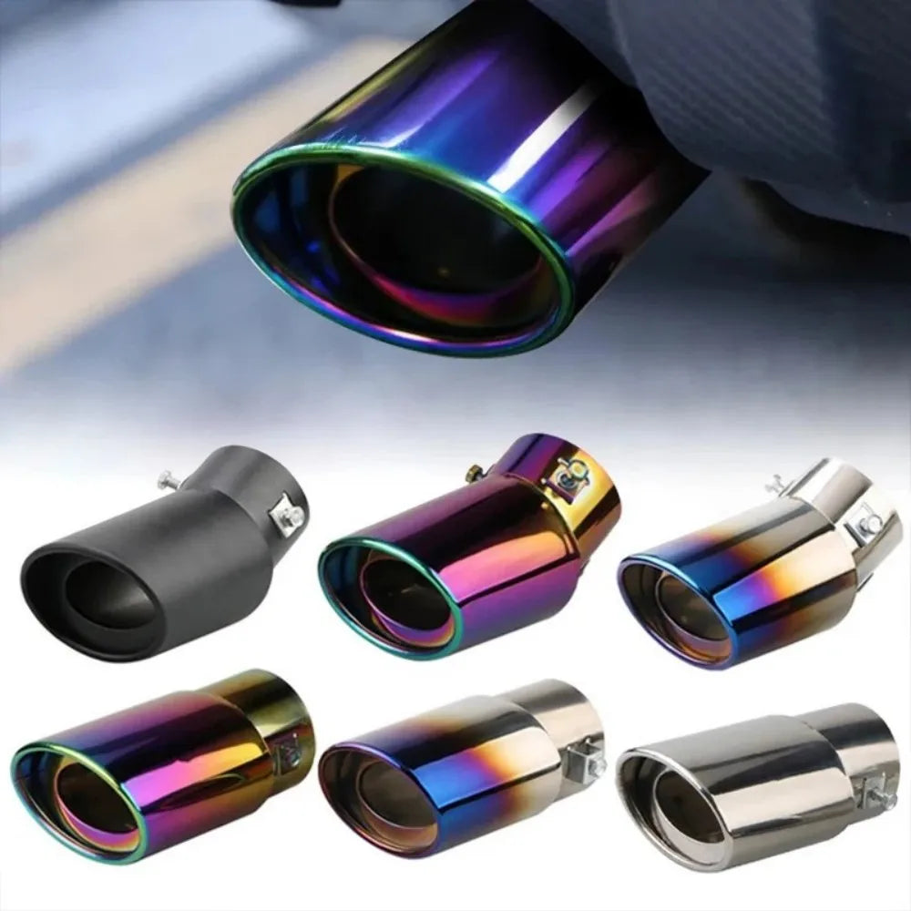 2.5" Stainless Steel Chrome Trim Car Auto Exhaust Muffler Tip Pipe Rear Tail Throat for Most Cars DIY Parts Accessories