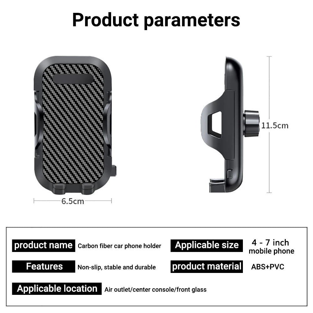 Car Phone Holder Mount Air Vent Phone Stand 2‑in‑1 Suction Cup Dashboard & Air Vent Car Phone Mount Telescopic Smartphone Holder