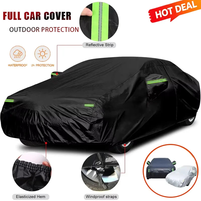 For Tesla Model 3 Outdoor Full Car Cover Waterproof Snowproof Dustproof UV Protection Reflective Strip