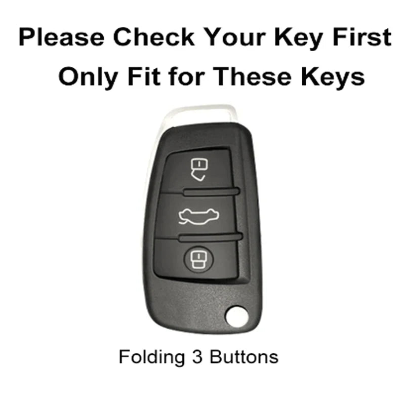 Alloy Leather Car Folding Key Case Cover Shell Holder for Audi Q3 8u f3 S Line Protection Key Cover Keychain Car Accessories