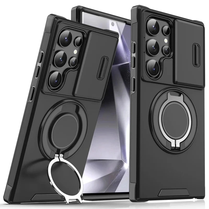 Slide Camera Protection Armor Phone Case For Samsung Galaxy S26 Ultra S 26 Plus S26Ultra 5G Car Magnetic Holder Metal Ring Cover Car Mobile World