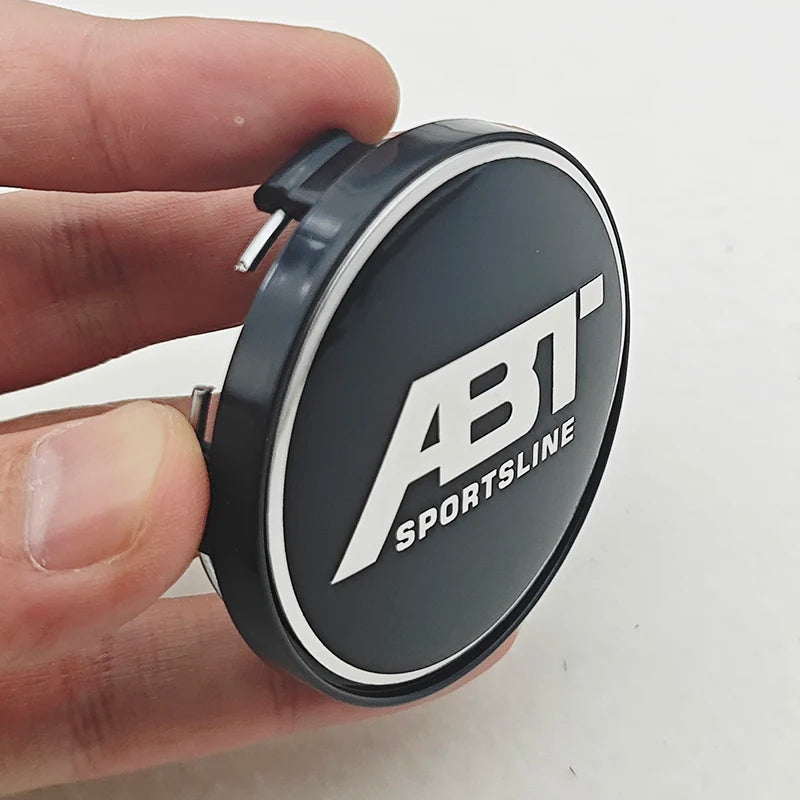4pcs/set 60mm ABT SPORTSLINE Logo Car Emblem Wheel Hub Center Cap Badge Covers With Black Base For Car Universal Accessories
